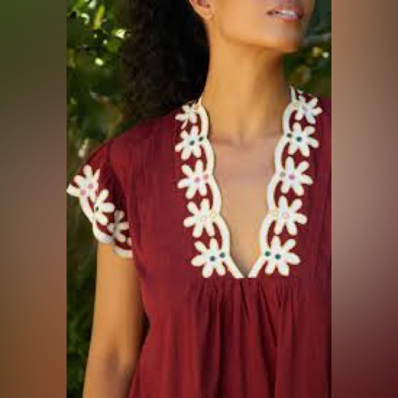 By Anthropologie Pintuck Embroidered Mini Dress - Picture 3 of 4